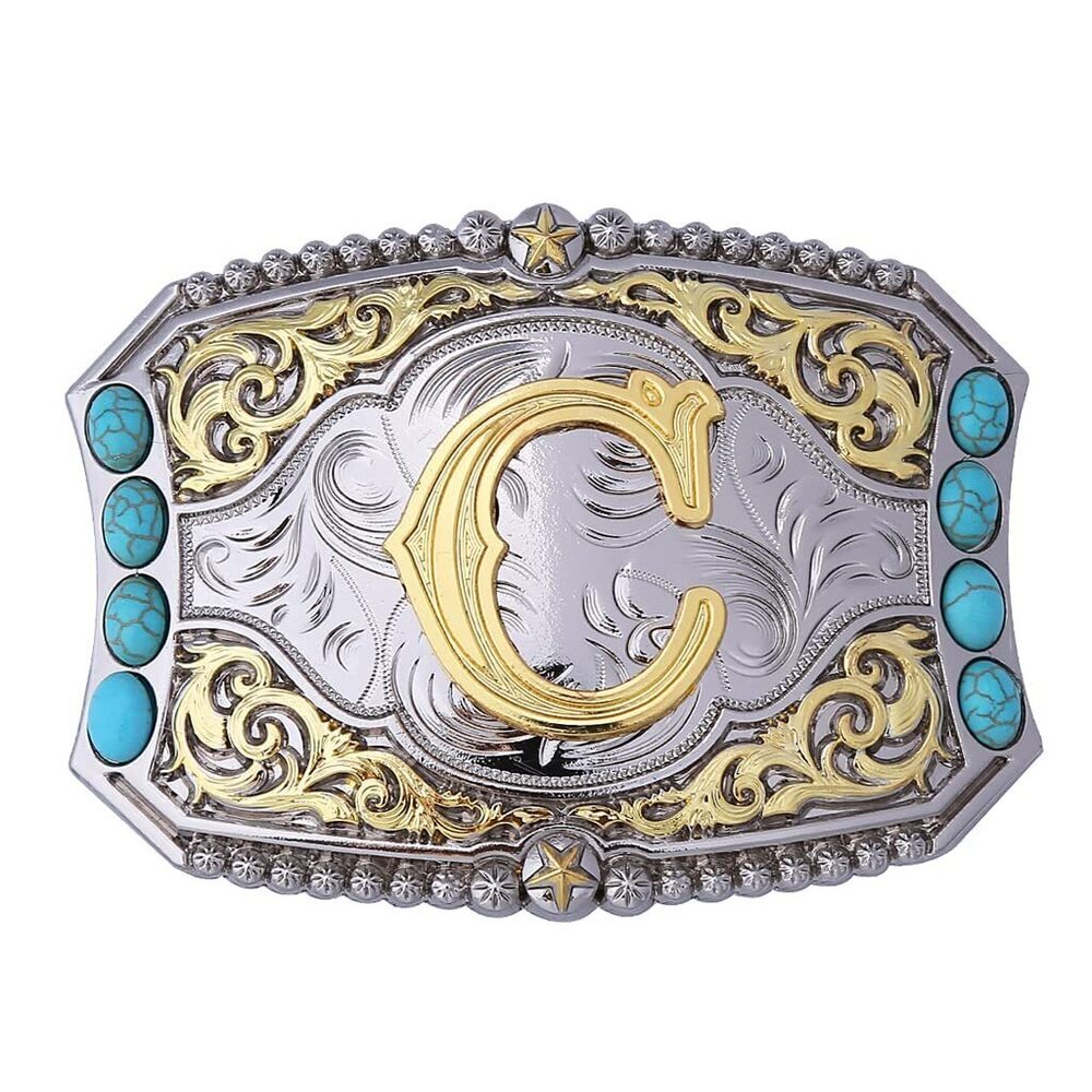 4808 Western Belt Buckle Cowboy Rodeo Initial Letters ABCDEFG to Z
